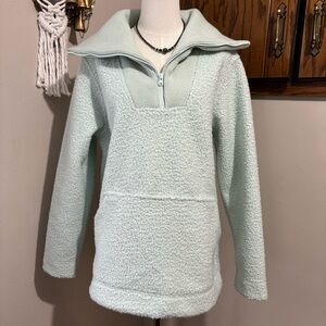 Lands' End Sage Green Half-Zip Cozy Sherpa Fleece Pullover Size Medium